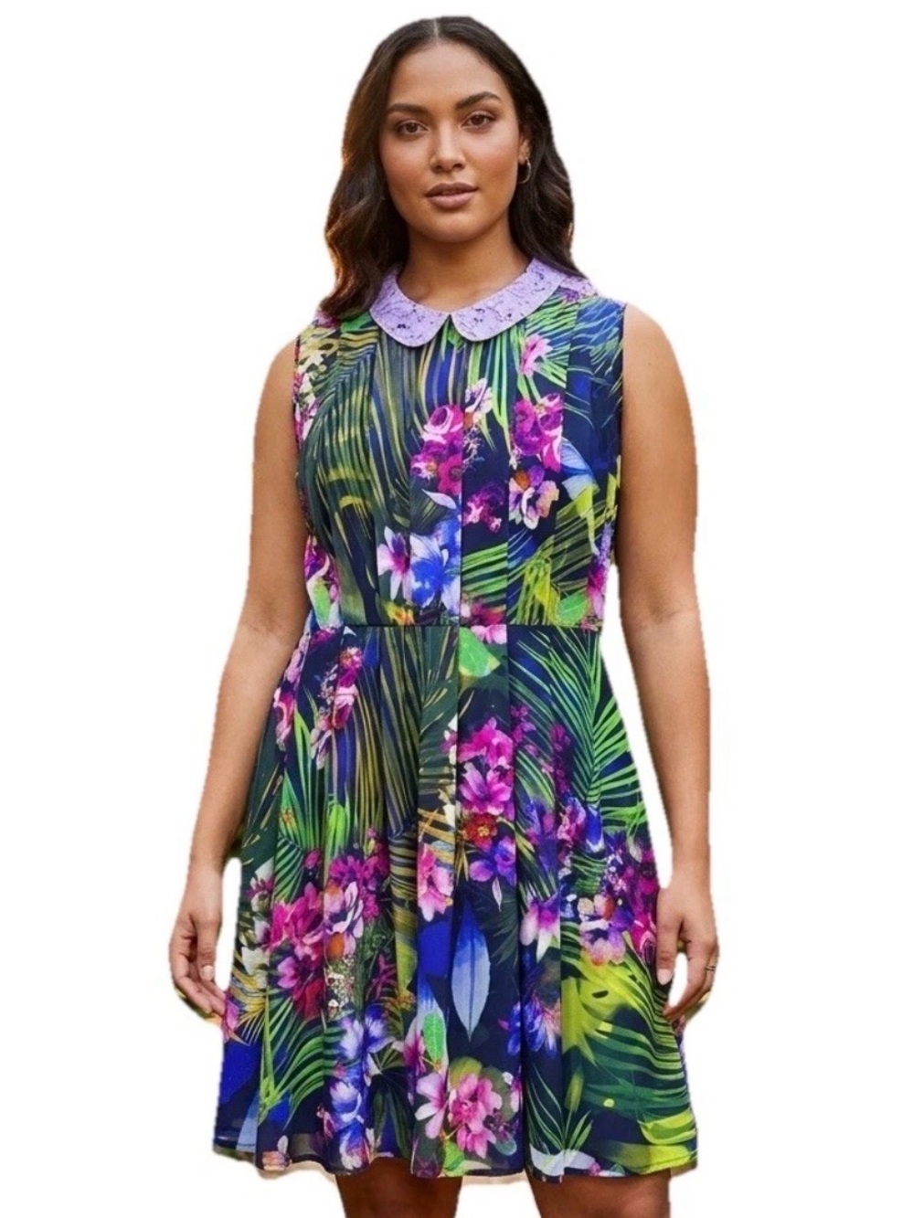 Tropical Floral Sleeveles Dress Party Vacation Wedding Resort Whimsi 14